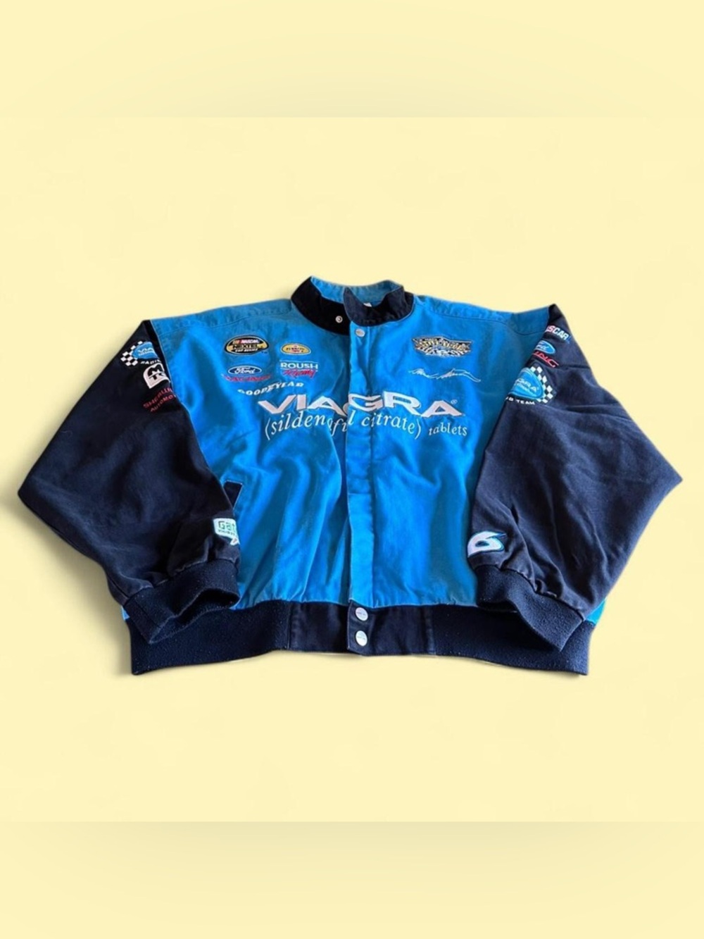 Vintage Racing Jacket Blue Black Mark Martin NASCAR Roush 2XL